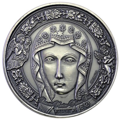 Burkina Faso MARIA-MARY MOTHER OF JESUS Silver coin 1000 Francs High Relief 2015 Handmade Antique Finish 1 oz